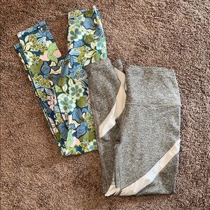 Aerie offline retro floral & gray white mesh chill play leggings bundle